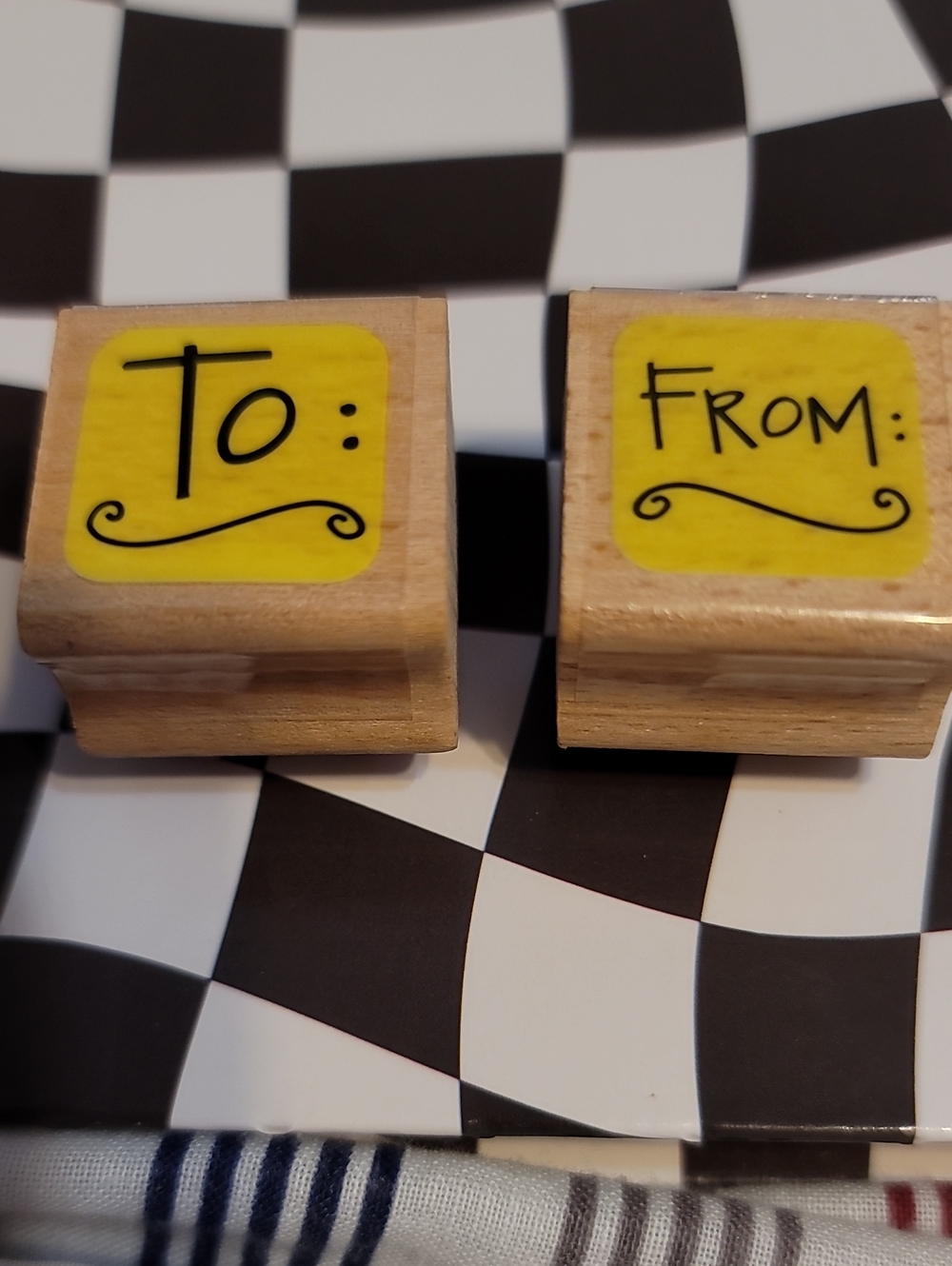 Wooden "To" and "From" Rubber Stamp Set